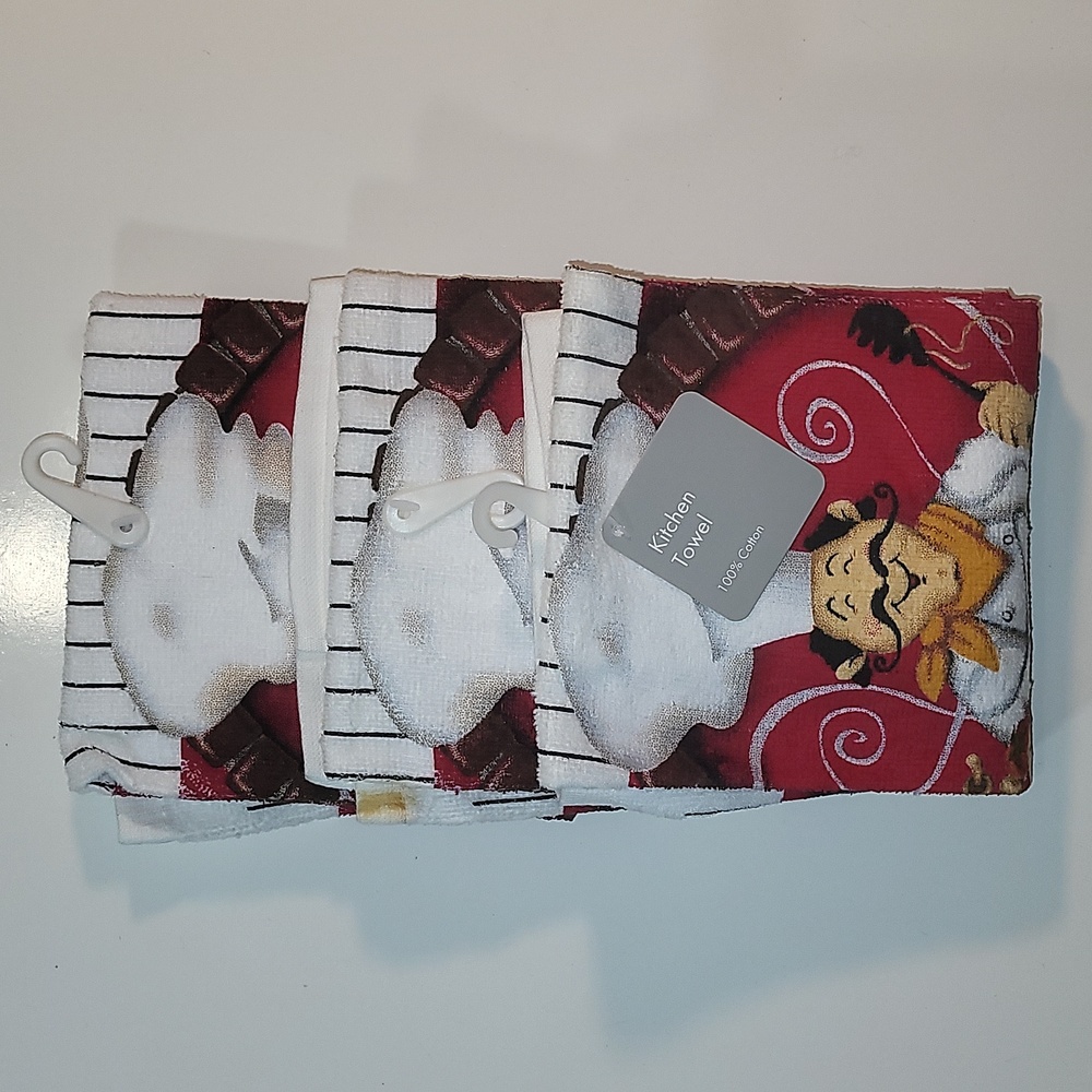 NWT (3) Pasta Chef Kitchen Towels